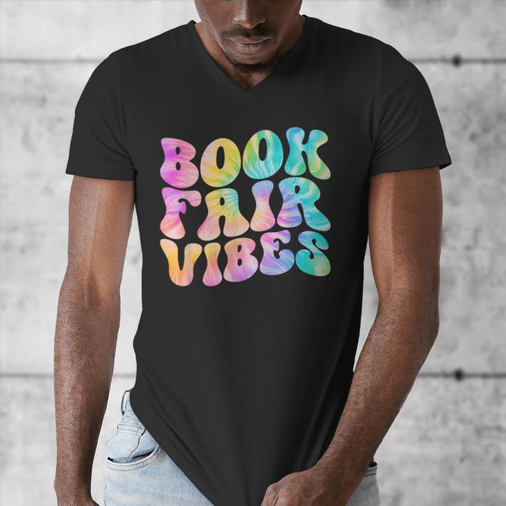 Library Book Fair Vibe Tie Dye School Reading Nostalgic Men's V-Neck T-Shirt