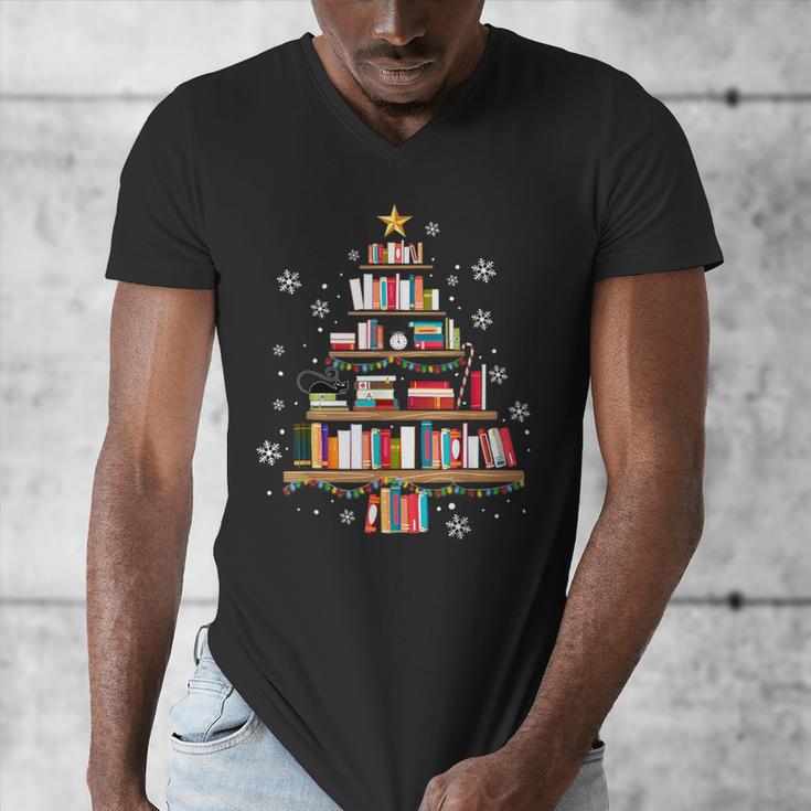 Library Books Christmas Tree Teacher Xmas Snowflake Men's V-Neck T-Shirt Library Books Christmas Tree Teacher Xmas Snowflake Men's V-Neck T-Shirt