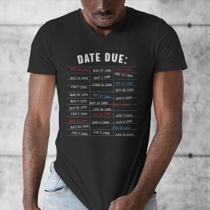 Library Due Date Stamp Card Librarian Book Reading Vintage Men's V-Neck T-Shirt Library Due Date Stamp Card Librarian Book Reading Vintage Men's V-Neck T-Shirt