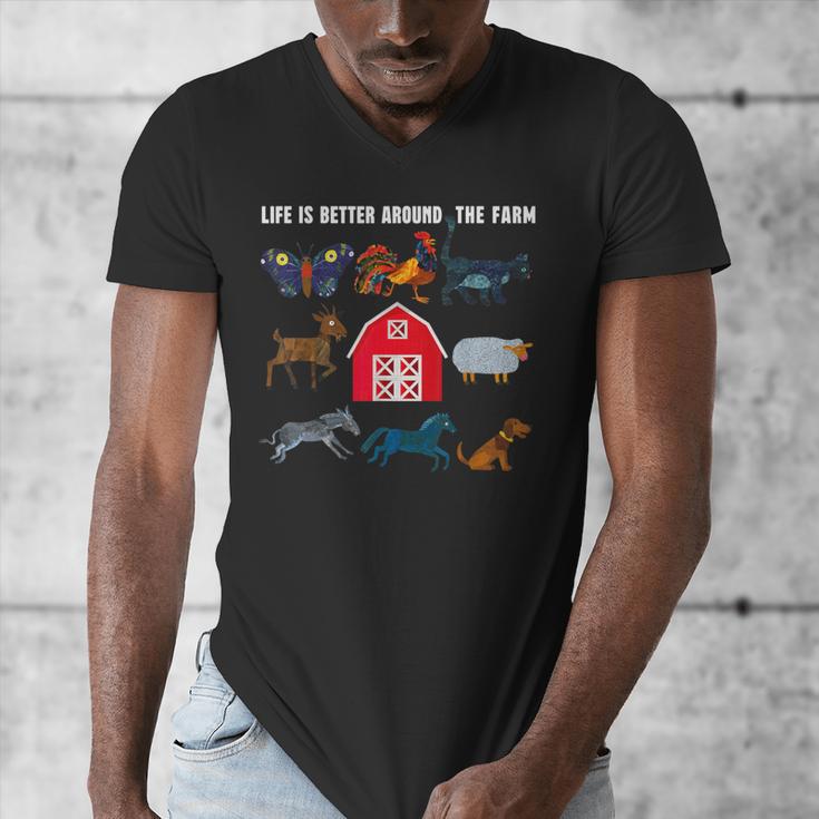 Life Is Better Around The Farm Nostalgia Trendy Men's V-Neck T-Shirt