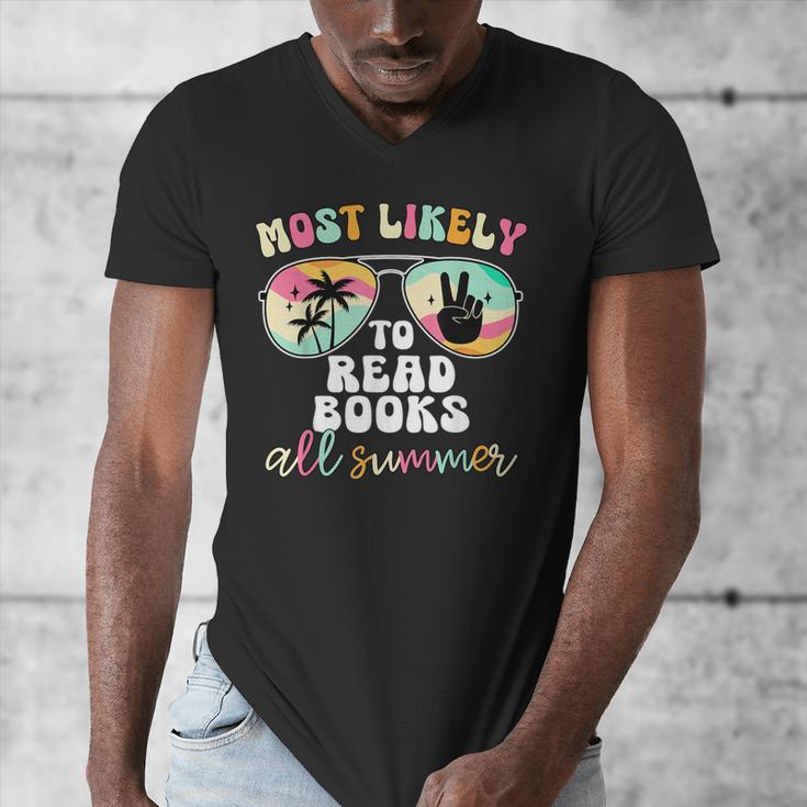 Most Likely To Read Books All Summer Teacher Student Men's V-Neck T-Shirt