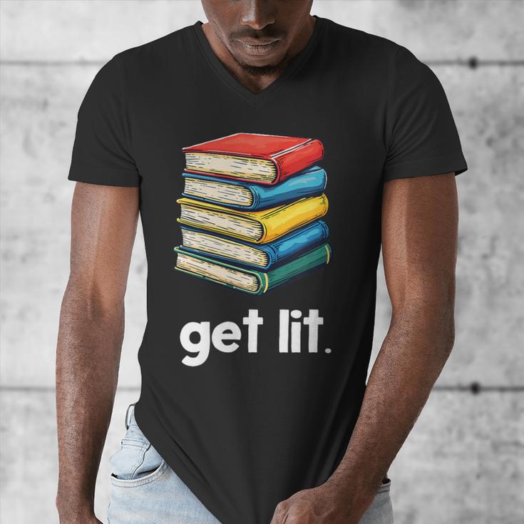 Get Lit With Books Men's V-Neck T-Shirt