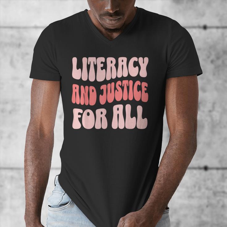 Literacy And Justice For All Book Lover Men's V-Neck T-Shirt