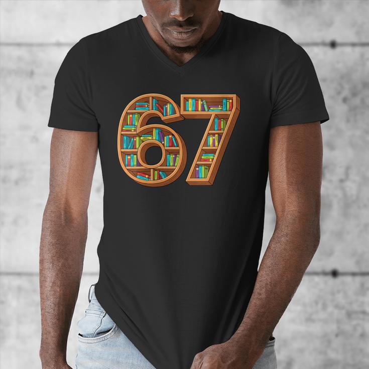 Literary 67 Bookshelf Six Seven Reading Meme Men's V-Neck T-Shirt Literary 67 Bookshelf Six Seven Reading Meme Men's V-Neck T-Shirt