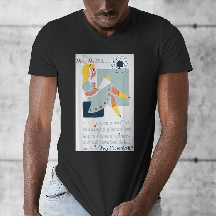 Little Miss Muffet Reading a Picture Book Men's V-Neck T-Shirt Little Miss Muffet Reading a Picture Book Men's V-Neck T-Shirt