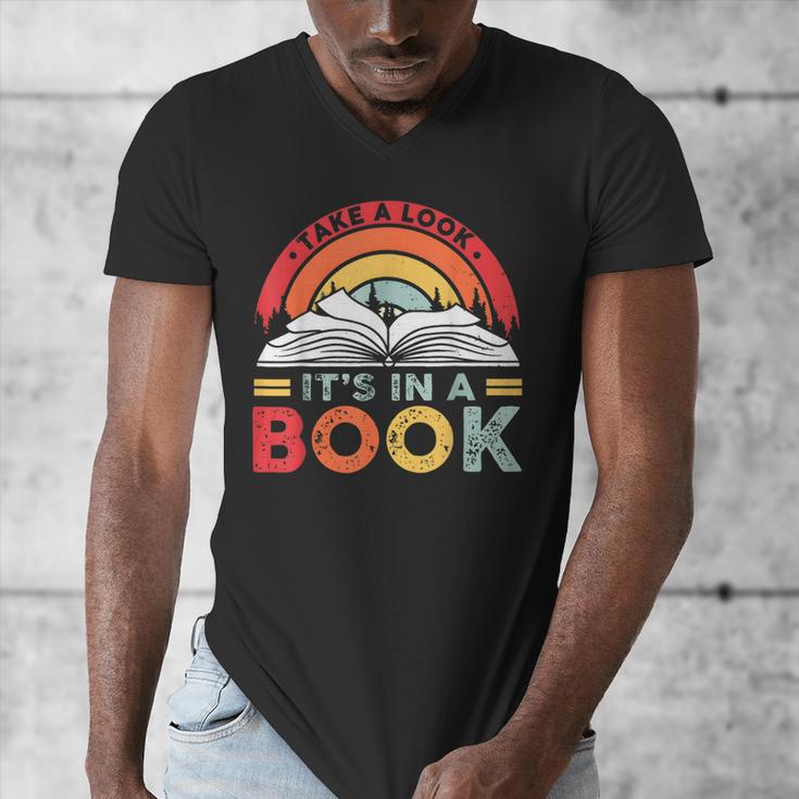 Take A Look It's In A Book Reading Book Vintage Rainbow Men's V-Neck T-Shirt Take A Look It's In A Book Reading Book Vintage Rainbow Men's V-Neck T-Shirt