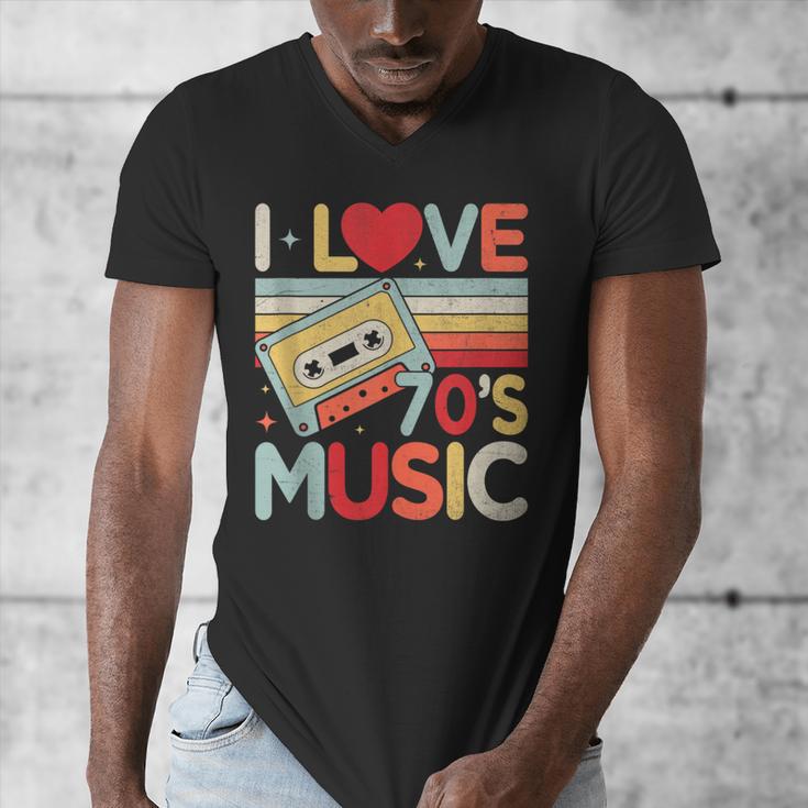 I Love 70's Music Retro Style Nostalgia Cassette 1970s Party Men's V-Neck T-Shirt