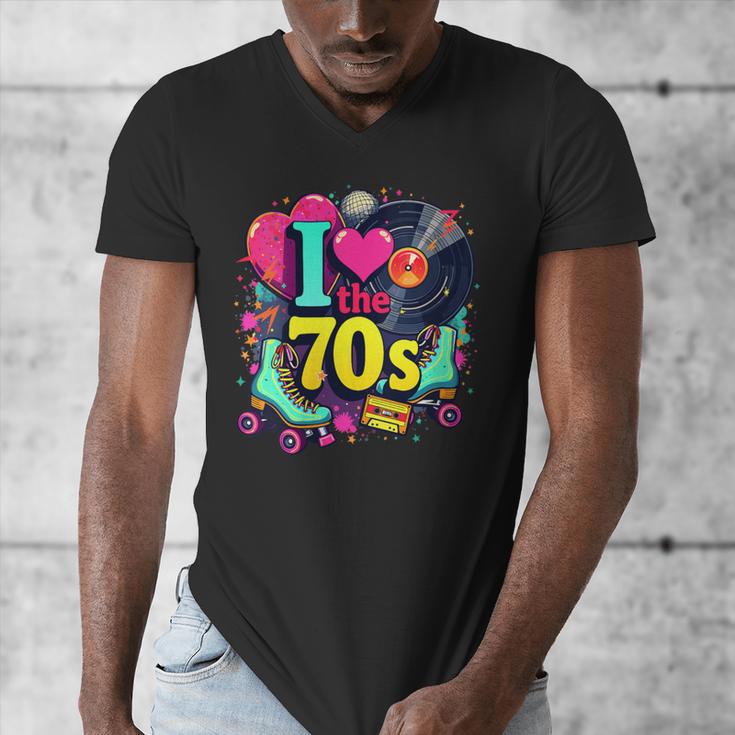 I Love The 70s Vintage Cassette Roller Vinyl Nostalgia 70s Men's V-Neck T-Shirt