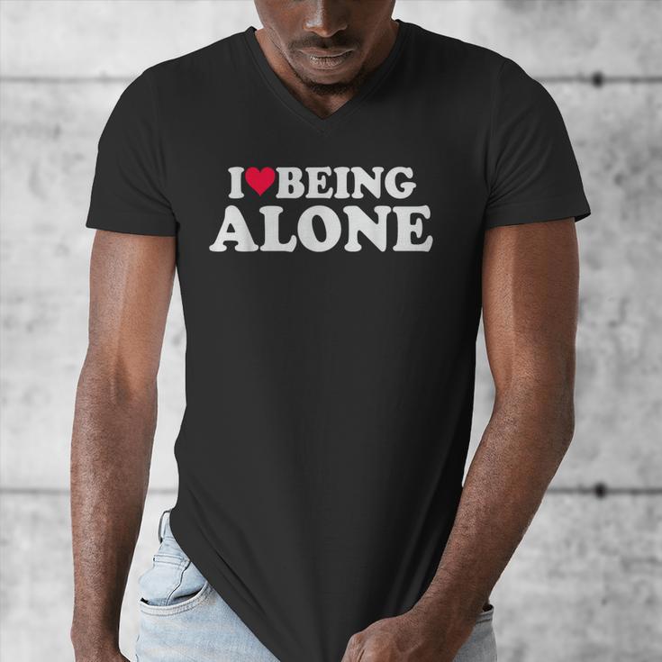 I Love Being Alone Introvert & Anxious Girl Red Heart Men's V-Neck T-Shirt