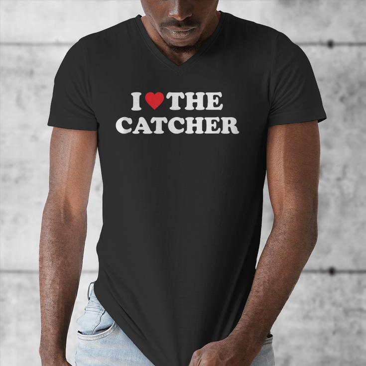I Love The Catcher Baseball Softball Dad Mom Men's V-Neck T-Shirt