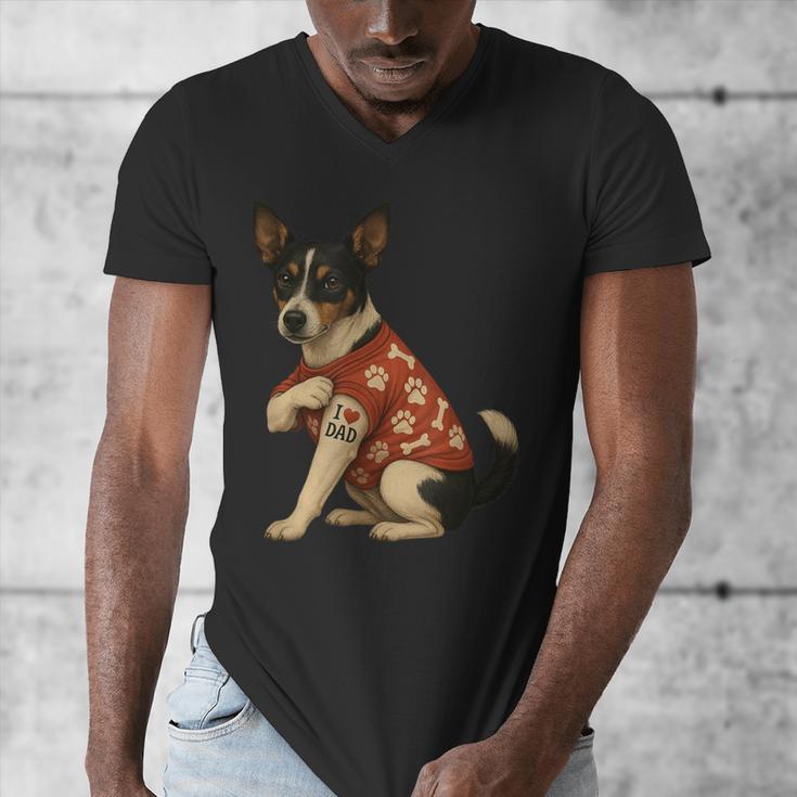 I Love Dad Tattoo Rat Terrier Dad Men's V-Neck T-Shirt