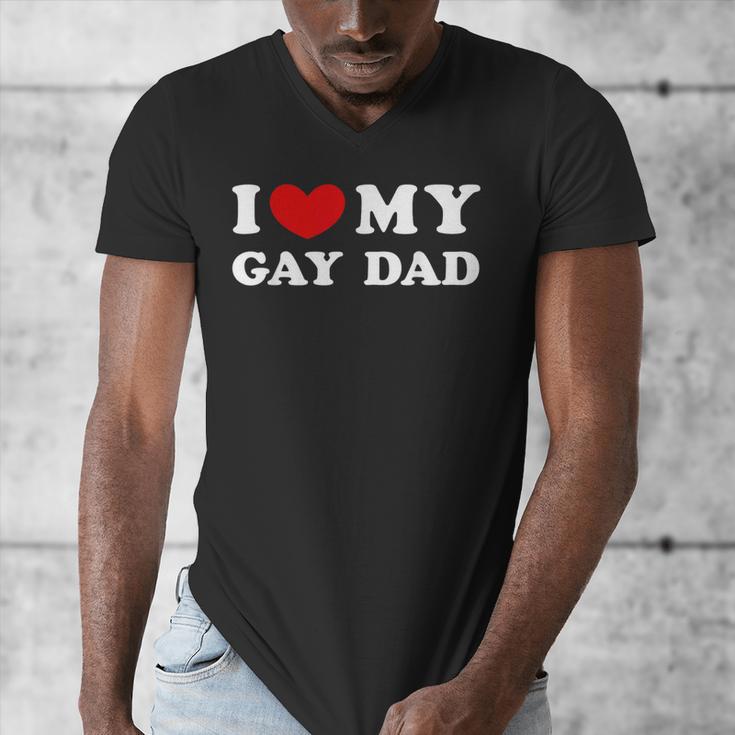 I Love My Gay Dad I Heart My Gay Dad Men's V-Neck T-Shirt I Love My Gay Dad I Heart My Gay Dad Men's V-Neck T-Shirt