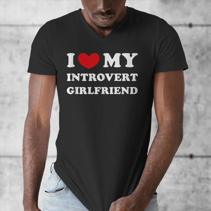 I Love My Introvert Girlfriend I Heart My Introvert GF Men's V-Neck T-Shirt