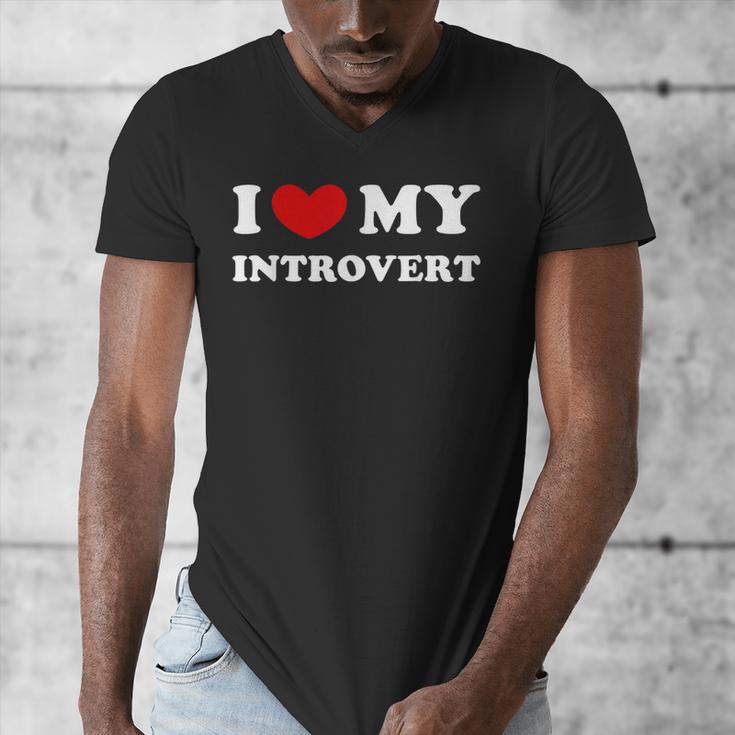I Love My Introvert I Heart My Introvert Men's V-Neck T-Shirt I Love My Introvert I Heart My Introvert Men's V-Neck T-Shirt