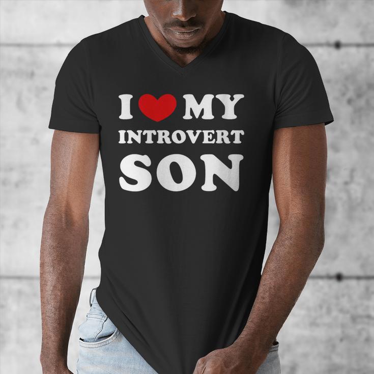 I Love My Introvert Son I Heart My Introvert Son Men's V-Neck T-Shirt