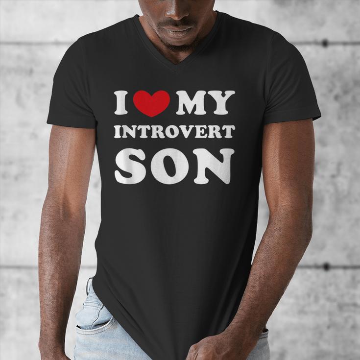 I Love My Introvert Son I Heart My Introvert Son Men's V-Neck T-Shirt