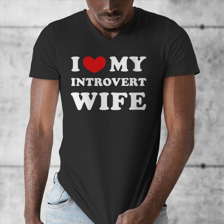 I Love My Introvert Wife I Heart My Introvert Wife Men's V-Neck T-Shirt
