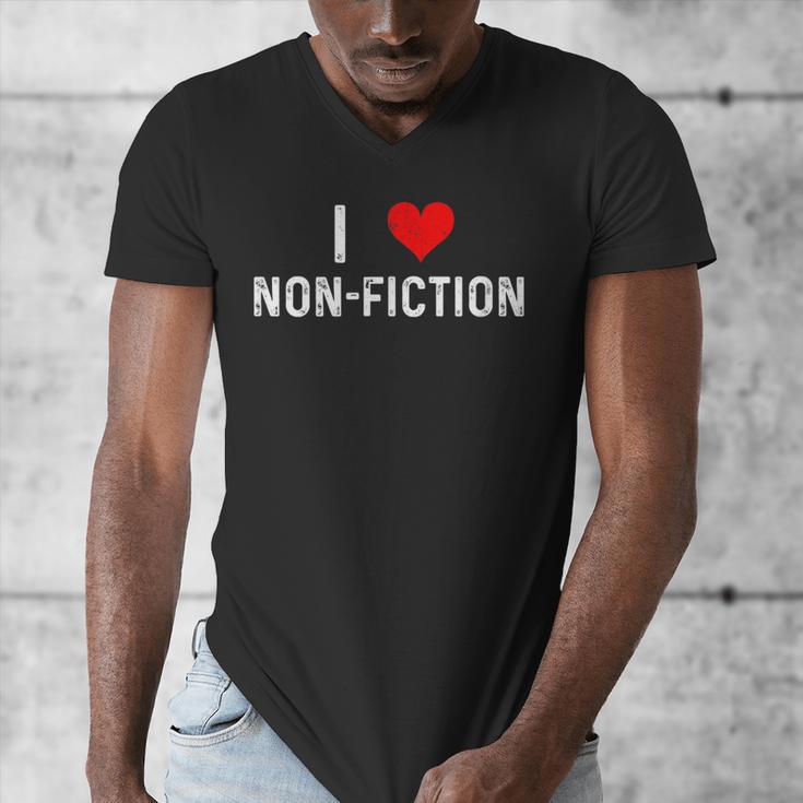 I Love Non Fiction Heart Books Reading Writing Writer Read Men's V-Neck T-Shirt