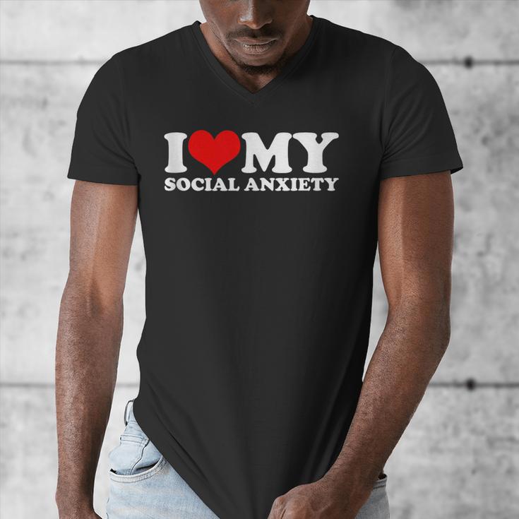 I Love My Social Anxiety Heart Humor Introvert Statement Men's V-Neck T-Shirt