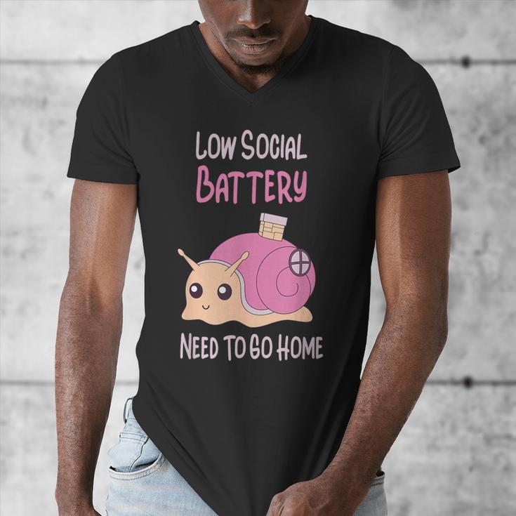 Low Social Battery Cute Snail With House Introvert Cozy Home Men's V-Neck T-Shirt Low Social Battery Cute Snail With House Introvert Cozy Home Men's V-Neck T-Shirt