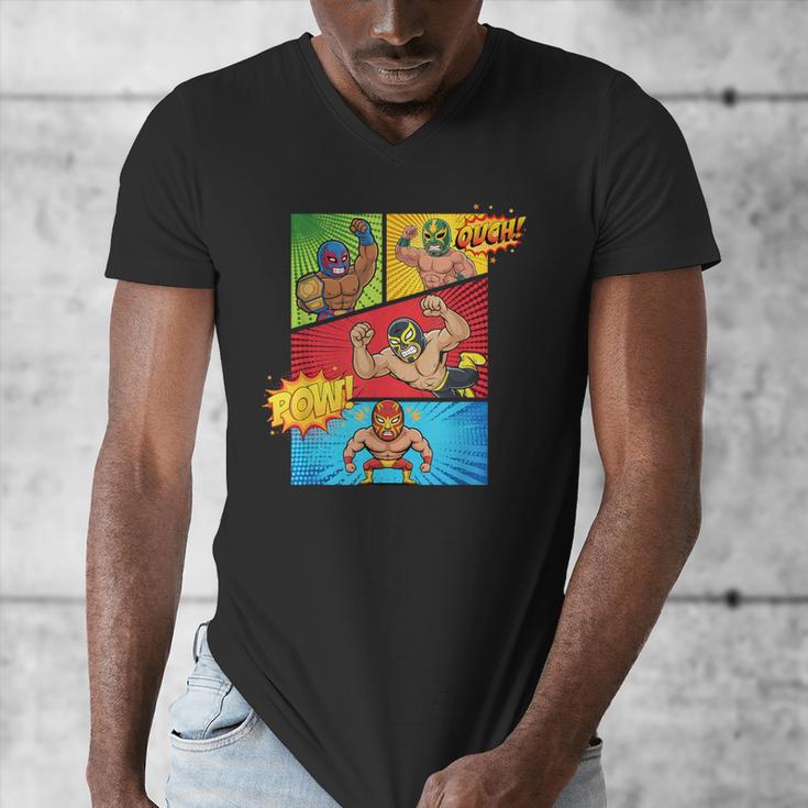 Lucha Libre Comic Book Mexican Wrestling Cartoon Wrestler Men's V-Neck T-Shirt