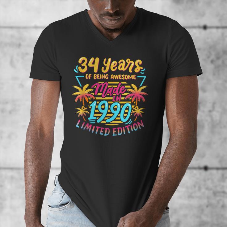 Made In 1990 Limited Edition 90s Nostalgia 34th Birthday Men's V-Neck T-Shirt