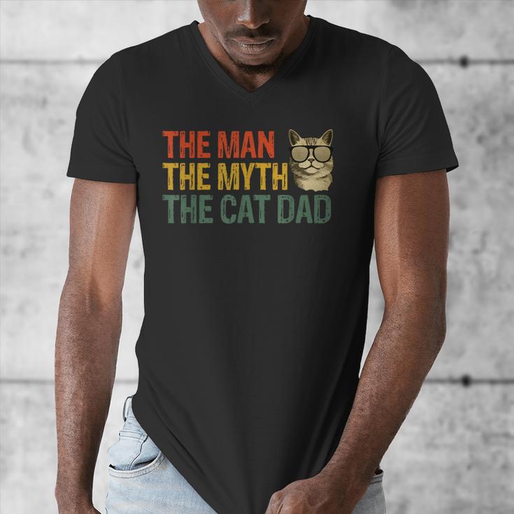 The Man The Myth The Cat Dad Cat Daddy Vintage Men's V-Neck T-Shirt