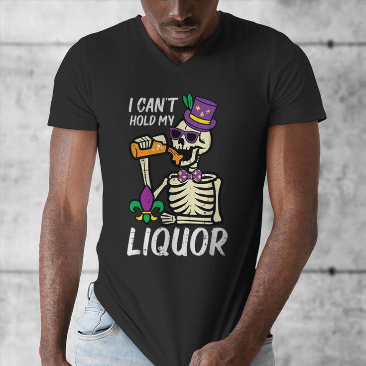 Mardi Gras Skeleton Cant Hold My Carnival Team Dad Men Men's V-Neck T-Shirt