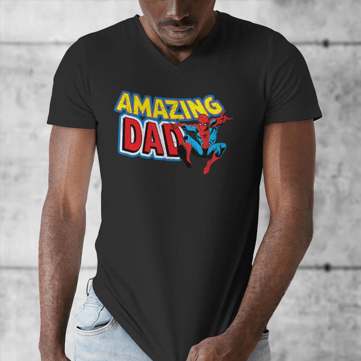 Marvel Spider-Man Amazing Dad Comic Book Father's Day Men's V-Neck T-Shirt Marvel Spider-Man Amazing Dad Comic Book Father's Day Men's V-Neck T-Shirt