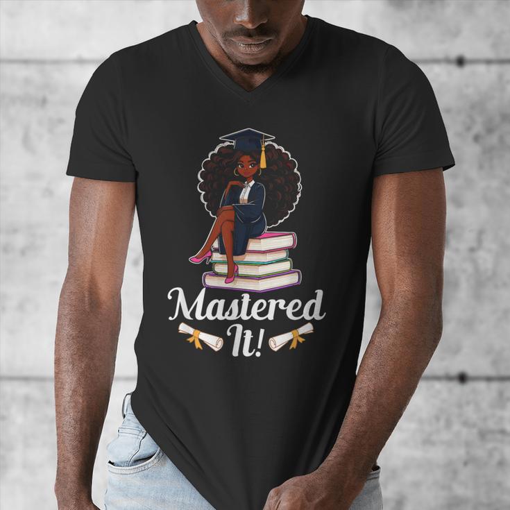 Mastered It Black Girl Masters Degree Graduation Black Queen Men's V-Neck T-Shirt