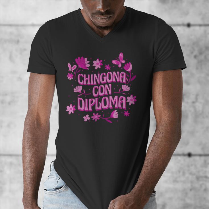 Masters Graduation Educated Latina Chingona Con Diploma Men's V-Neck T-Shirt