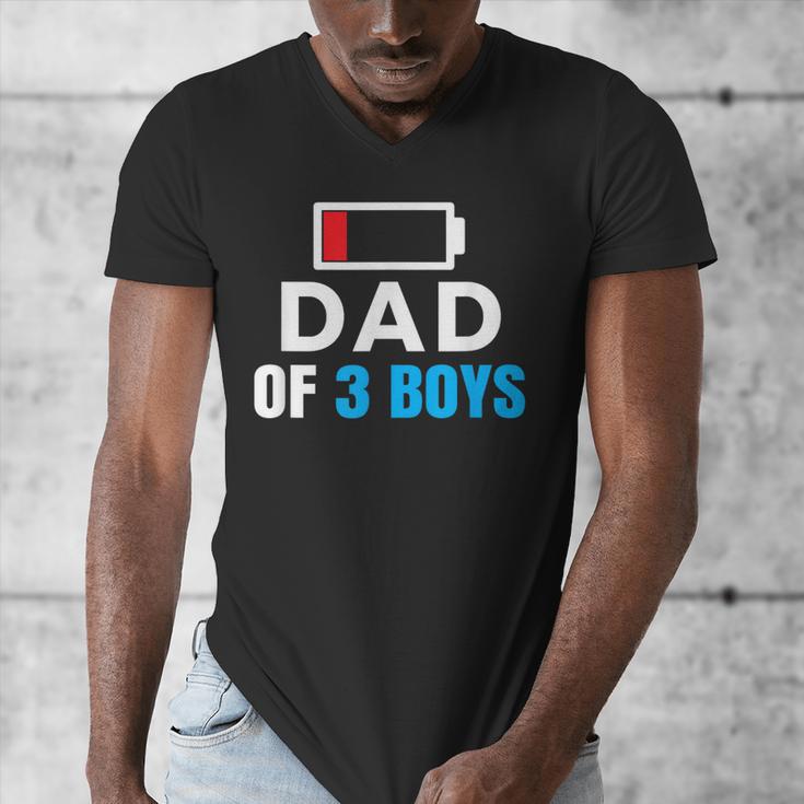 Matching Father's Day Low Battery Dad Of 3 Boys Men's V-Neck T-Shirt