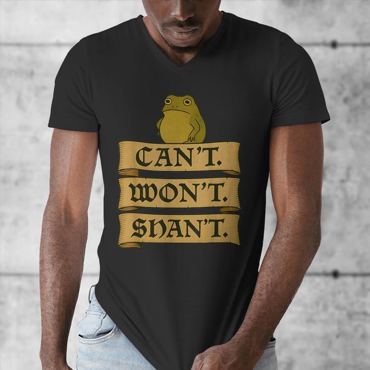 Medieval Frog Meme Sarcastic Introvert Humor Fantasy Men's V-Neck T-Shirt Medieval Frog Meme Sarcastic Introvert Humor Fantasy Men's V-Neck T-Shirt