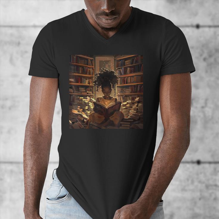 Melanin Afro Women Educated Reading Book History Men's V-Neck T-Shirt Melanin Afro Women Educated Reading Book History Men's V-Neck T-Shirt