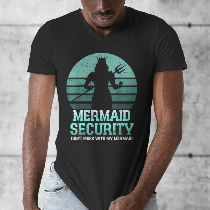 Mermaid Security Vintage Birthday Party Dad Father Day Men's V-Neck T-Shirt