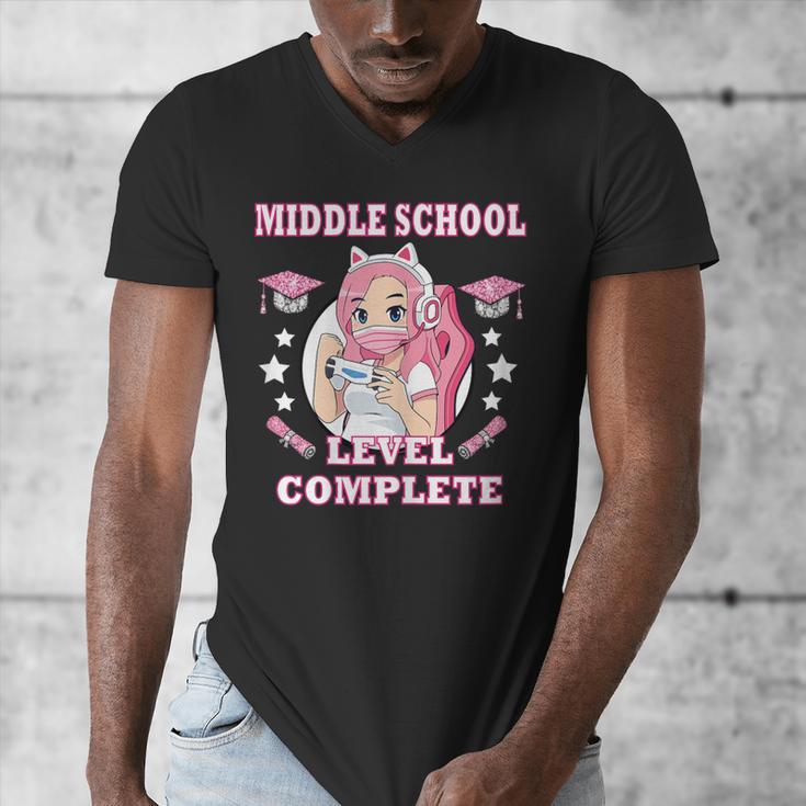 Middle School Level Complete Gaming Graduation Anime Girl Men's V-Neck T-Shirt