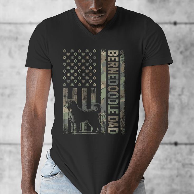Mini Bernedoodle Dad Camo USA Flag DESIGN ON BACK Men's V-Neck T-Shirt Mini Bernedoodle Dad Camo USA Flag DESIGN ON BACK Men's V-Neck T-Shirt