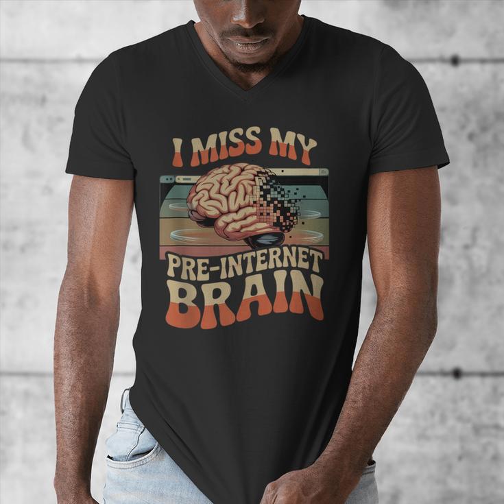 I Miss My Pre-Internet Brain Digital Nostalgia Retro Men's V-Neck T-Shirt
