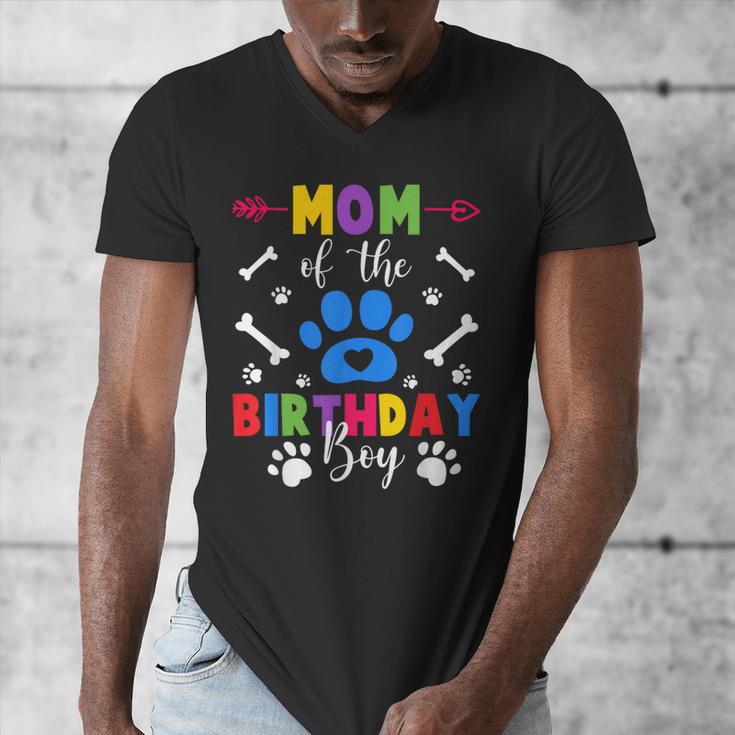 Mom And Dad Mom Of The Birthday Boy Dog Paw Family Matching Men's V-Neck T-Shirt
