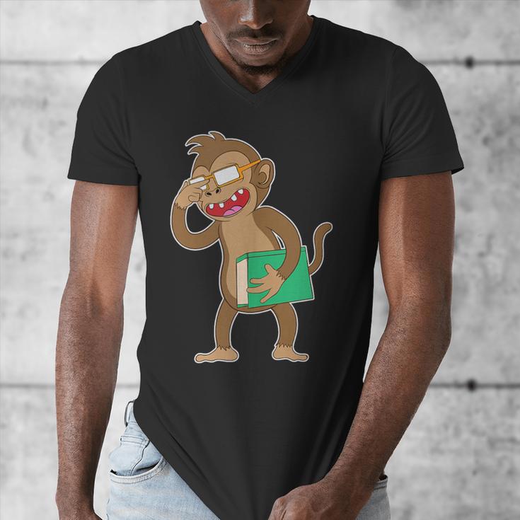 Monkey With a Book Men's V-Neck T-Shirt