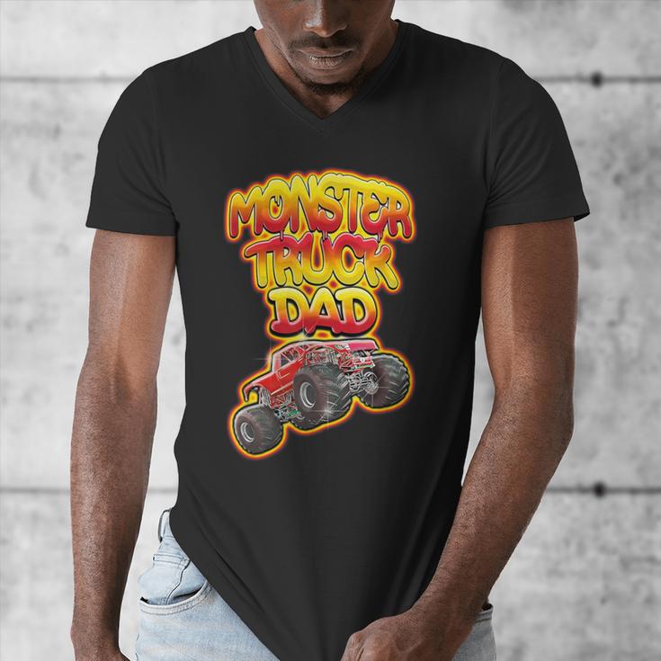 Monster Truck Dad Hot Red Graffiti Style Men's V-Neck T-Shirt Monster Truck Dad Hot Red Graffiti Style Men's V-Neck T-Shirt