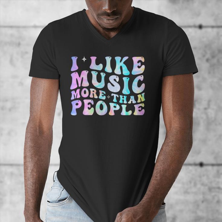 I Like Music More Than People Introvert Musician Retro Men's V-Neck T-Shirt