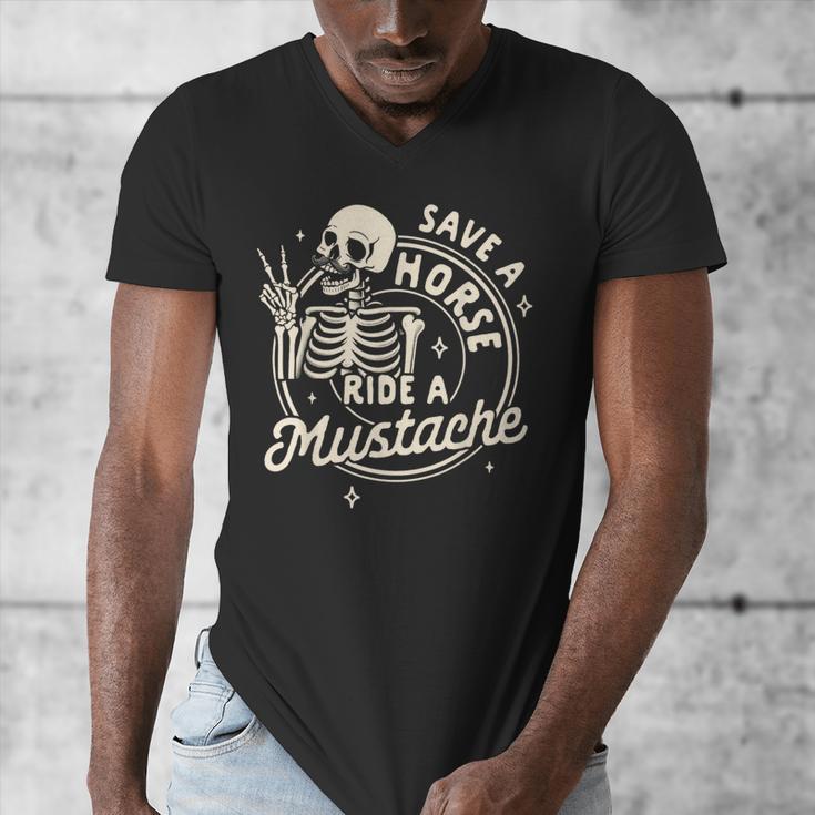 Mustache Dad Father’s Day Save A Horse Ride A Mustache Men's V-Neck T-Shirt Mustache Dad Father’s Day Save A Horse Ride A Mustache Men's V-Neck T-Shirt