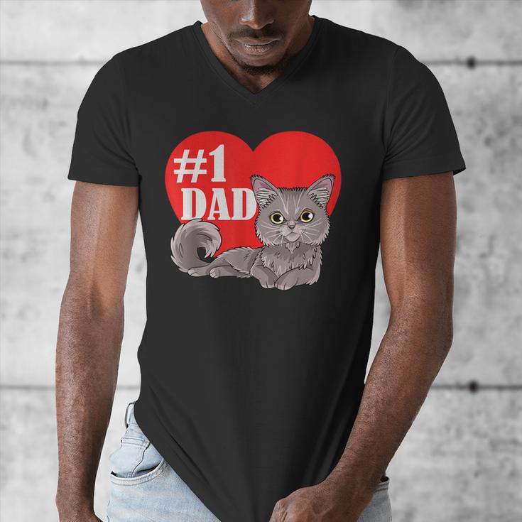 Nebelung Cat 1 Dad Father's Day Daddy Heart Decor For Men Women Kids Men's V-Neck T-Shirt