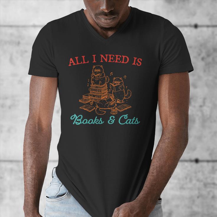 All I Need Is Books & Cats Cozy Men's V-Neck T-Shirt All I Need Is Books & Cats Cozy Men's V-Neck T-Shirt