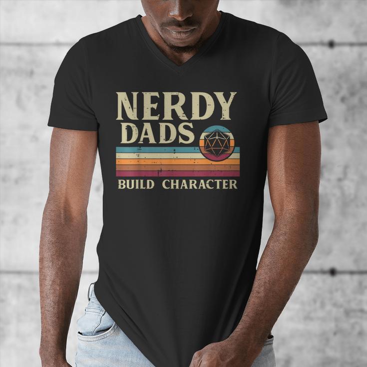 Nerdy Dads Build Character Retro Fathers Day Daddy Papa Men Men's V-Neck T-Shirt