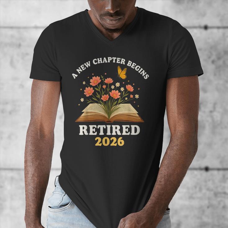 A New Chapter Begins Retired 2026 Floral Book Butterfly Tee Men's V-Neck T-Shirt A New Chapter Begins Retired 2026 Floral Book Butterfly Tee Men's V-Neck T-Shirt