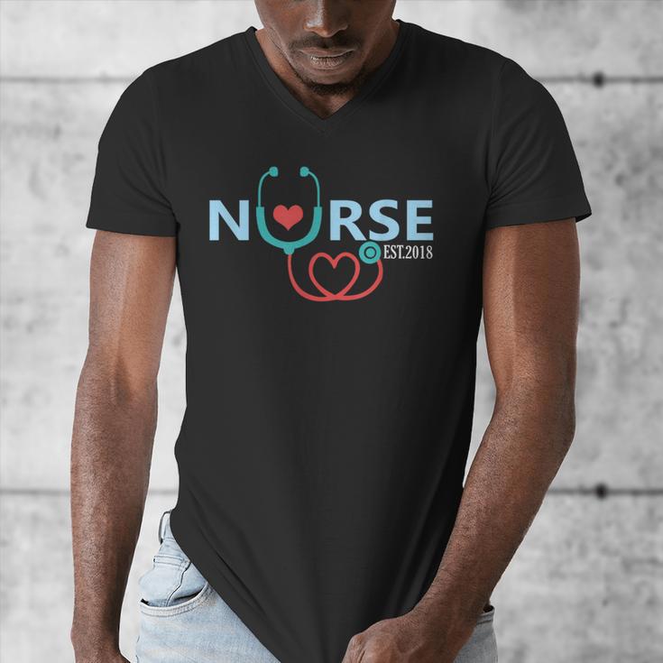 New Nurse Est 2018 T-Shirt Nursing School Graduation Men's V-Neck T-Shirt