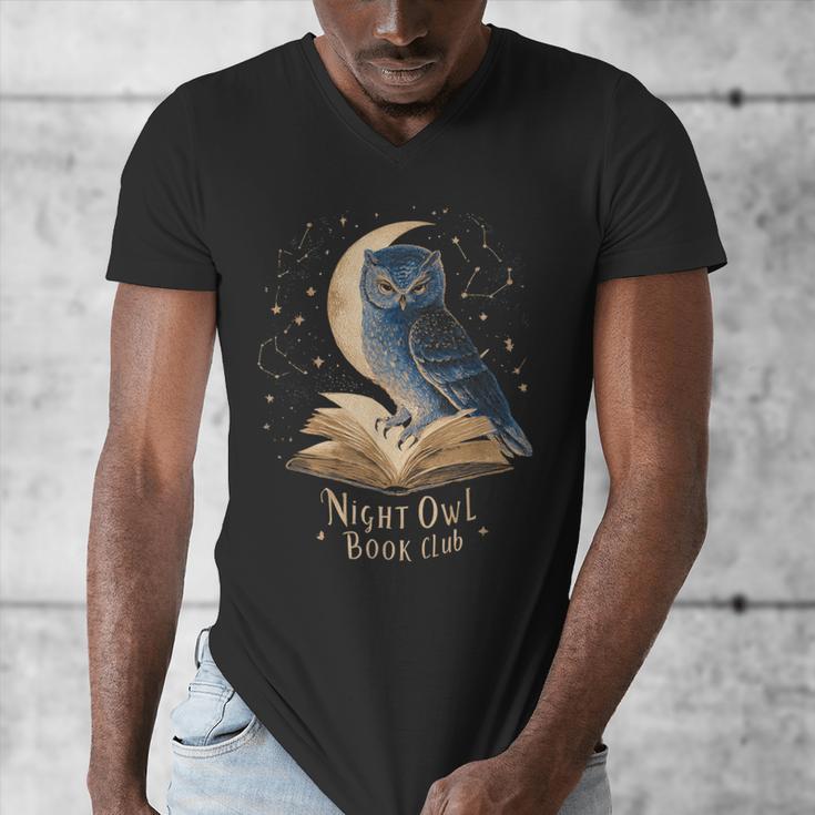 Night Owl Book Club Crescent Moon Late Night Reading Men's V-Neck T-Shirt