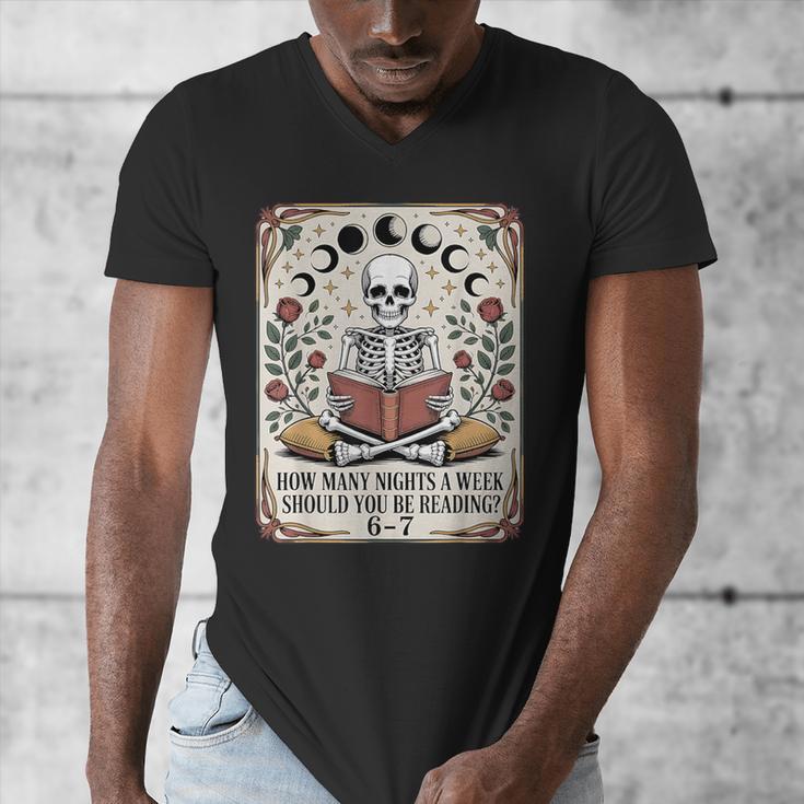 How Many Nights Reading Meme 6 7 Book Lover Men's V-Neck T-Shirt